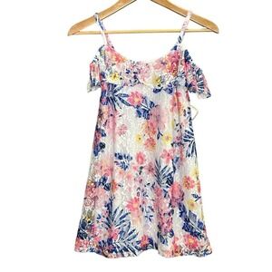 Kensie‎ Girls M 10/12 Tropical Floral Cold Shoulder Dress Boho Cottagecore